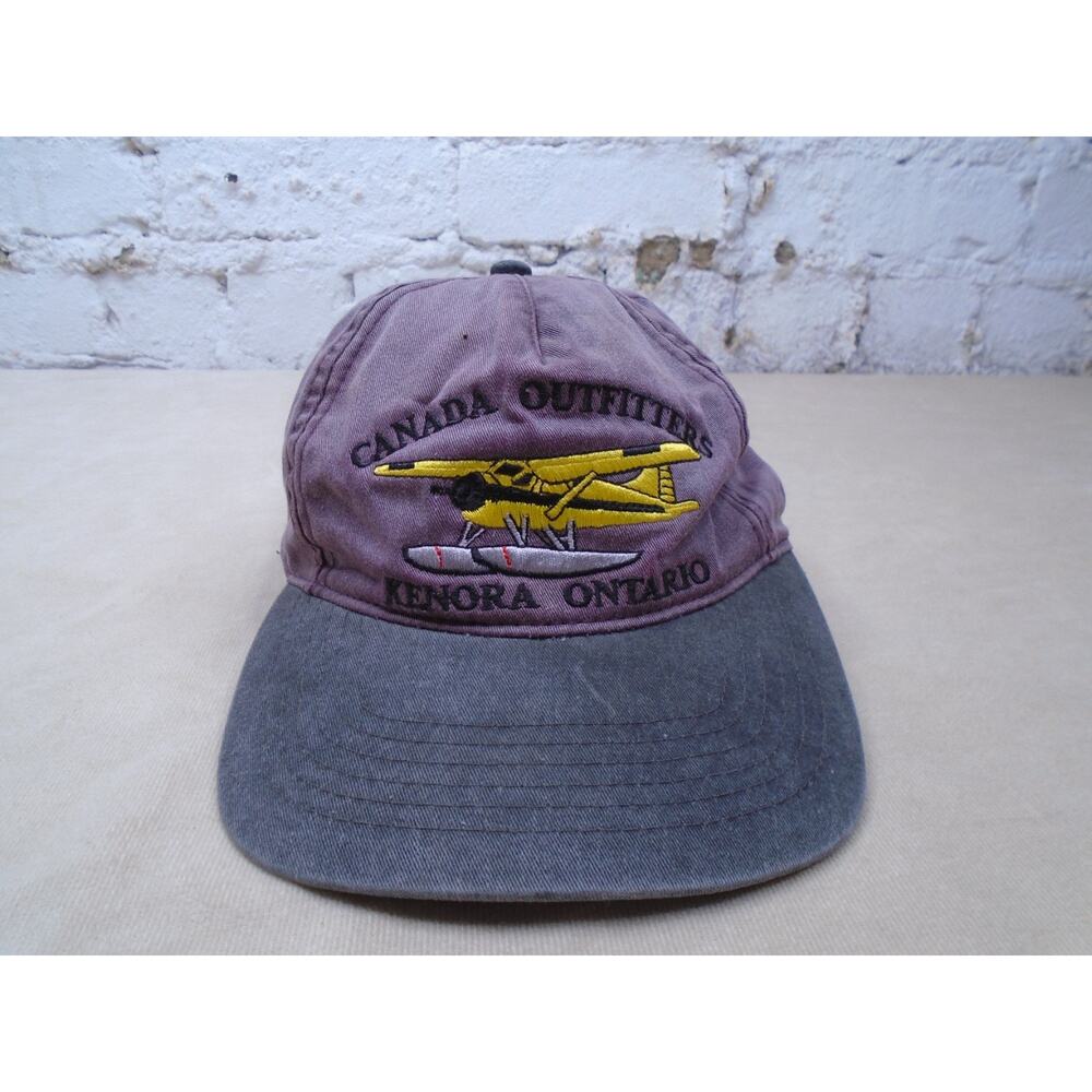 Vintage Canada Bush Plane Embroidered 100% Cotton Purple Hat Cap Outdoors